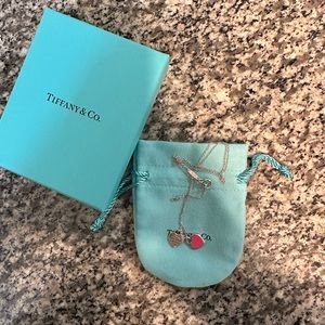 Tiffany and co double heart pendant necklace in pink